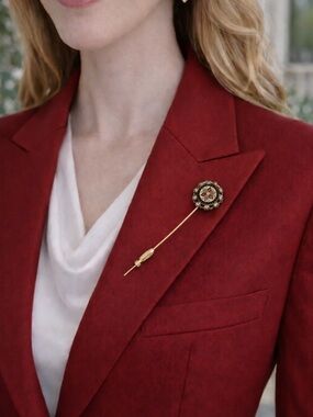 Vintage Victorian Enamel & Marcasite Stickpin